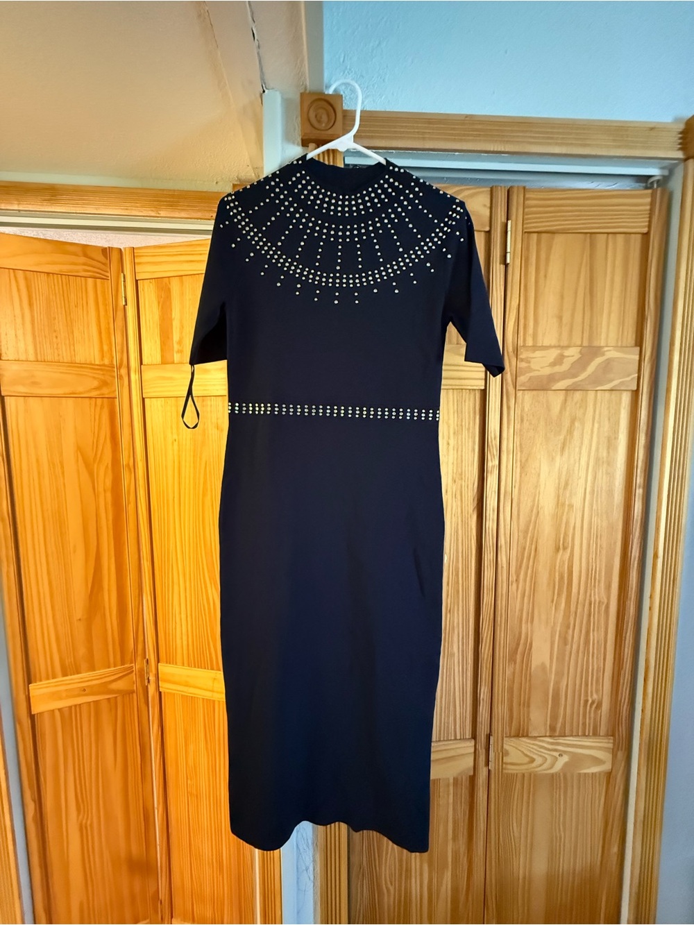 Ann Taylor Navy Midi Dress with silver Stud Accents